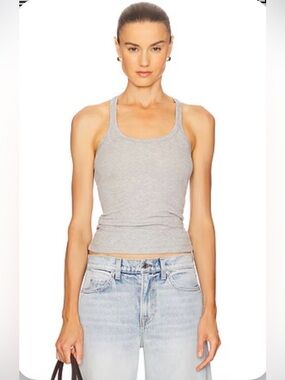 GRLFRND Heather Grey Ribbed Racerback Tank